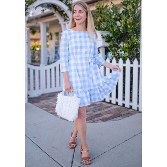 Persifor Ruffle Dress Size XS Mini Gingham Poppy Hem Casual Shabby Chic Peppy - Picture 2 of 9